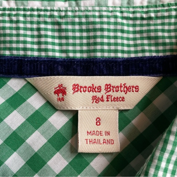 Brooks Brothers 'Red Fleece' Green and White Gingham Plaid Button Down Shirt - Picture 11 of 12